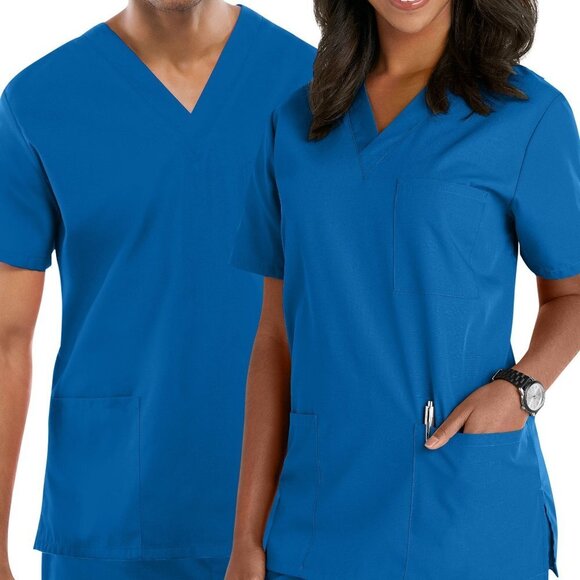 Cherokee Other - Cherokee Workwear Originals Royal Blue Unisex Drawstring Front Pocket Scrubs Set